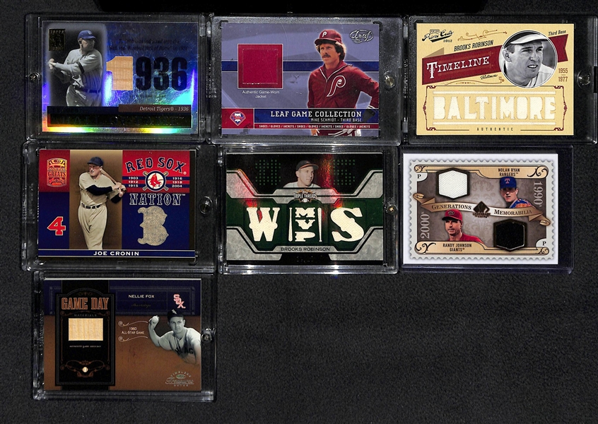 Lot Of 7 Baseball HOF Relic Cards w/ Ty Cobb